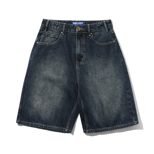 Solar Fade Denim Shorts, Blue Tint Ripple