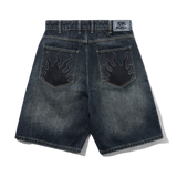 Solar Fade Denim Shorts, Blue Tint Ripple
