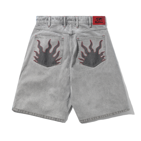 Butter Goods Solar Fade Denim Shorts, Grey Wash