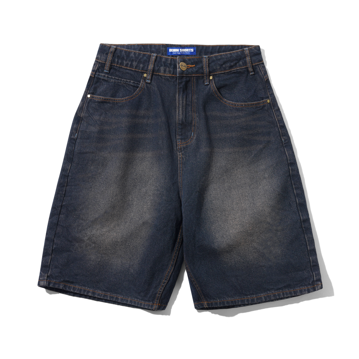 Solar Fade Denim Shorts, Tinted Dark Indigo