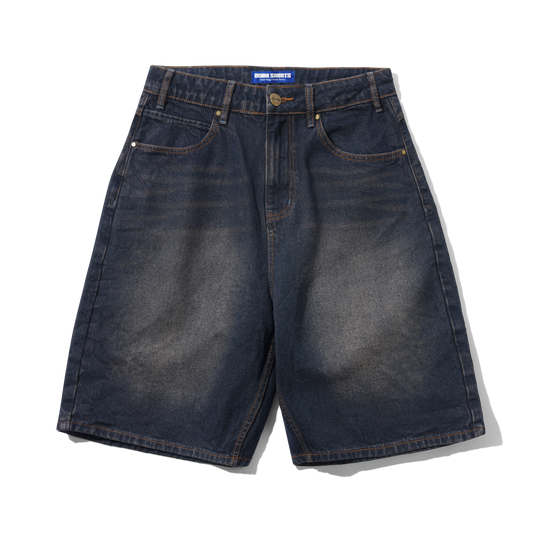 Solar Fade Denim Shorts, Tinted Dark Indigo