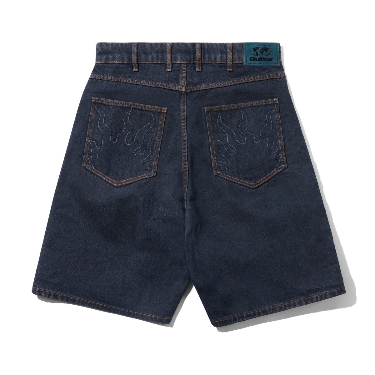 Solar Fade Denim Shorts, Tinted Dark Indigo
