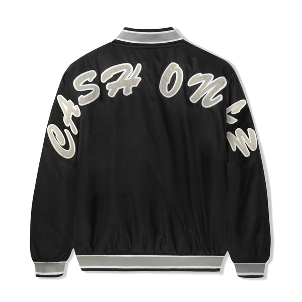 Cash Only Spell Out Bomber Jacket, Black