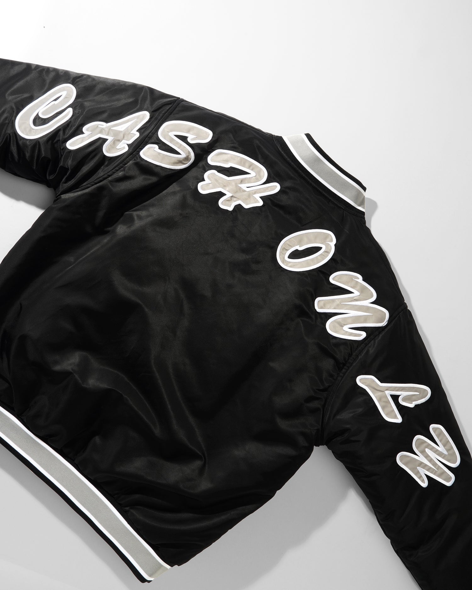 Spell Out Bomber Jacket, Black