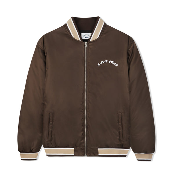 Cash Only Spell Out Bomber Jacket, Brown