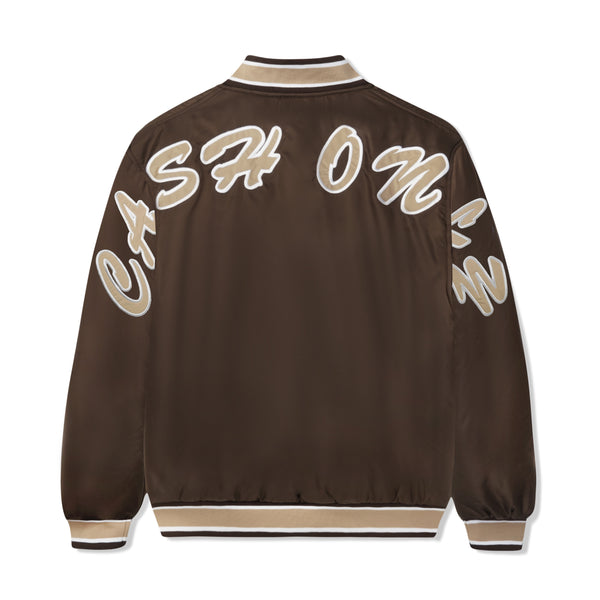 Cash Only Spell Out Bomber Jacket, Brown
