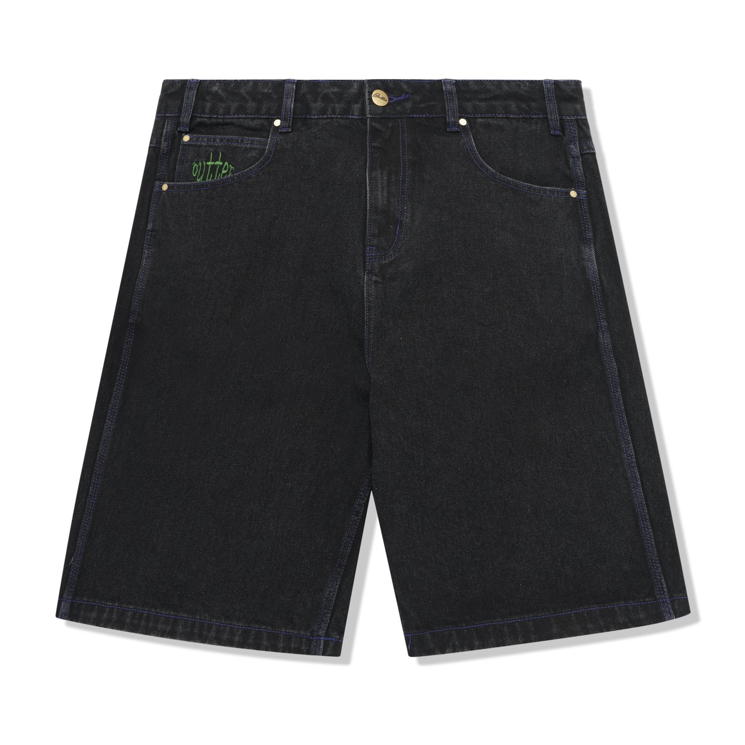 Spider Denim Shorts, Washed Black