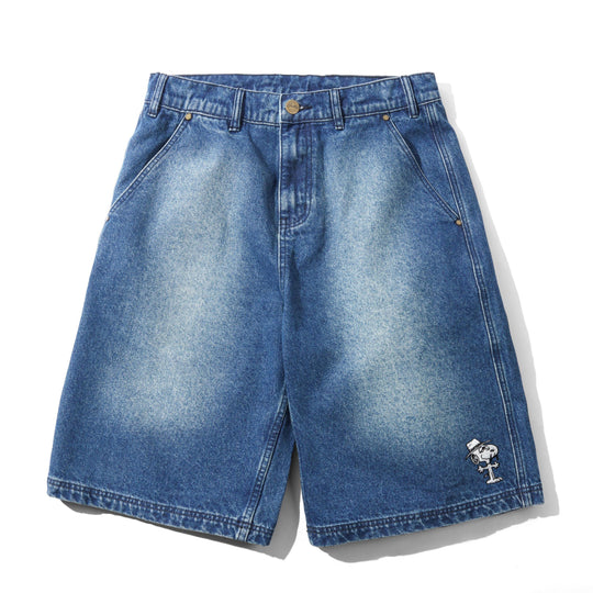 Spike Work Shorts, Distressed Indigo