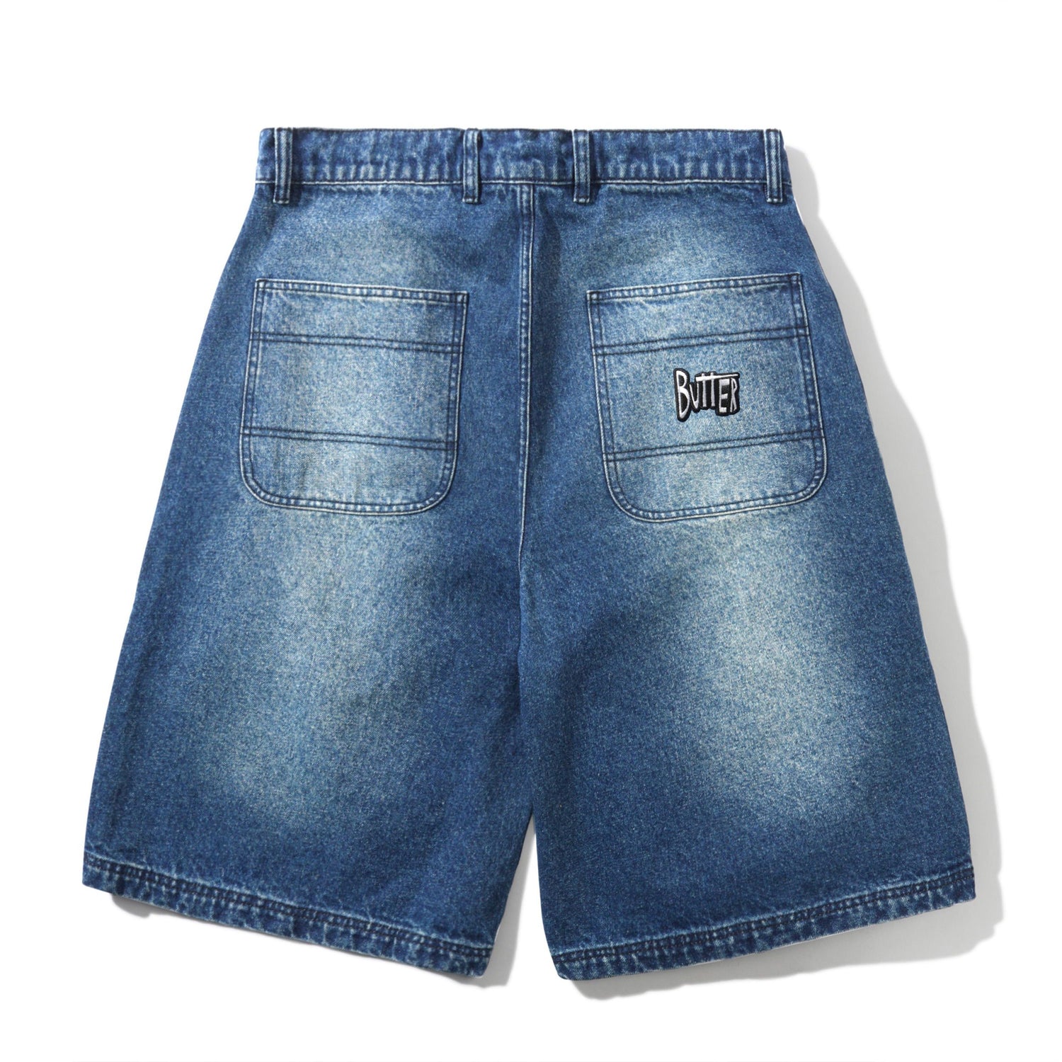 Spike Work Shorts, Distressed Indigo