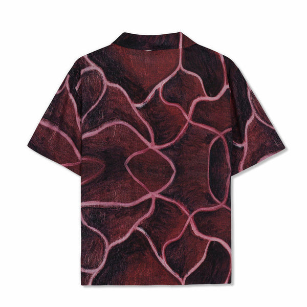 Brain Dead Spiral Orb Short Sleeve Shirt, Burgundy