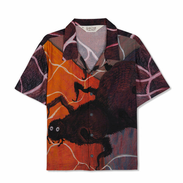 Brain Dead Spiral Orb Short Sleeve Shirt, Burgundy