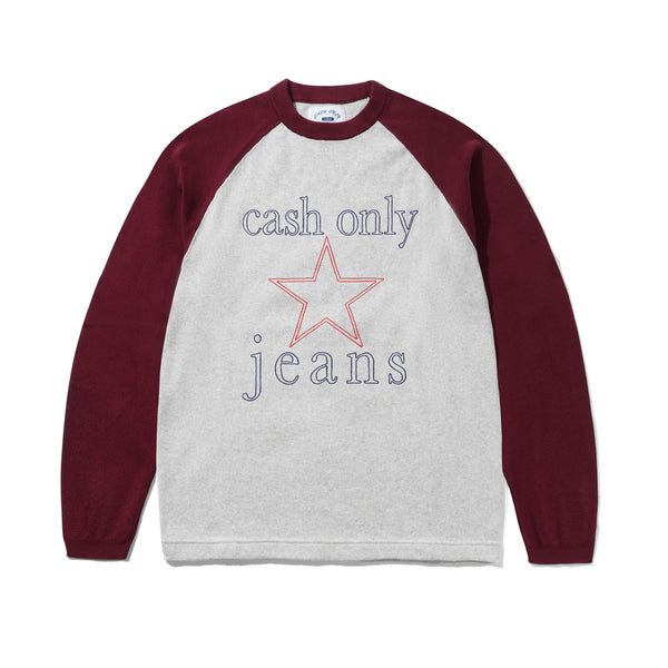 Cash Only Star Knitted Sweater, Ash / Burgundy