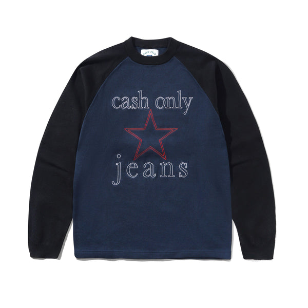 Cash Only Star Knitted Sweater, Navy / Black