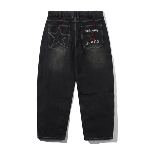 Cash Only Stars Denim Jeans, Washed Black