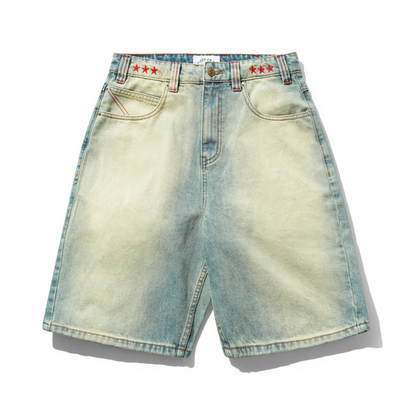 Cash Only Stars Denim Shorts, Sun Fade Wash