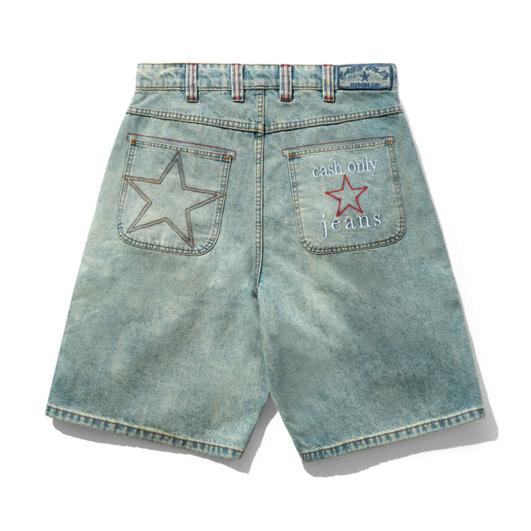 Cash Only Stars Denim Shorts, Sun Fade Wash