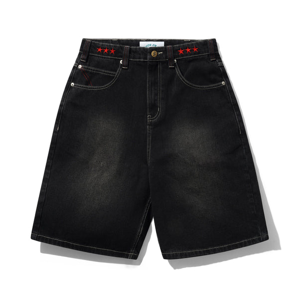 Cash Only Stars Denim Shorts, Washed Black