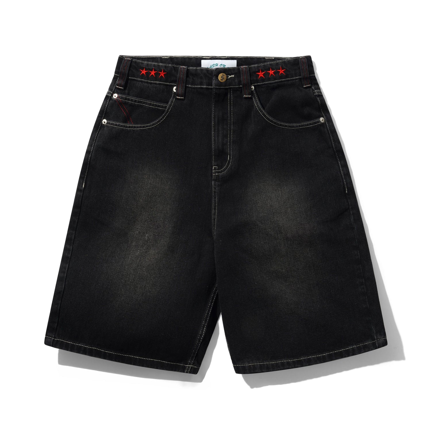 Stars Denim Shorts, Washed Black