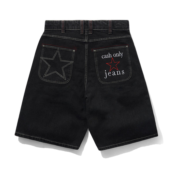 Cash Only Stars Denim Shorts, Washed Black