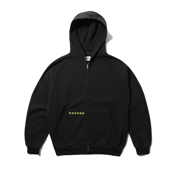 Butter Goods Stars Waffle Zip-Thru Hood, Black