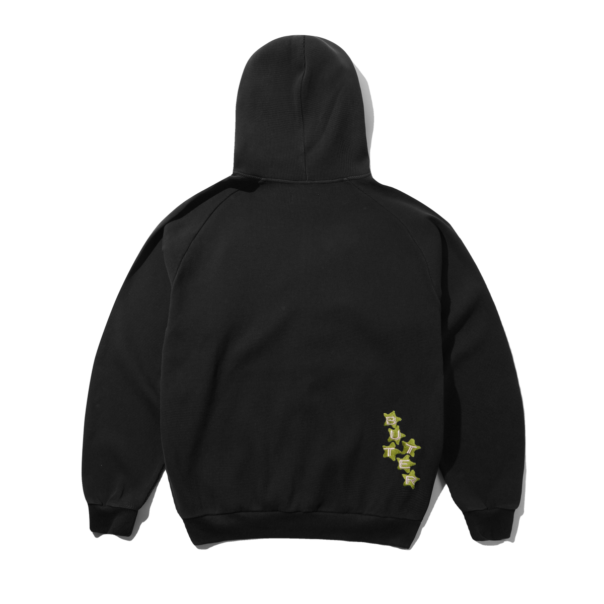 Stars Waffle Zip-Thru Hood, Black