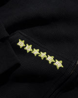 Stars Waffle Zip-Thru Hood, Black