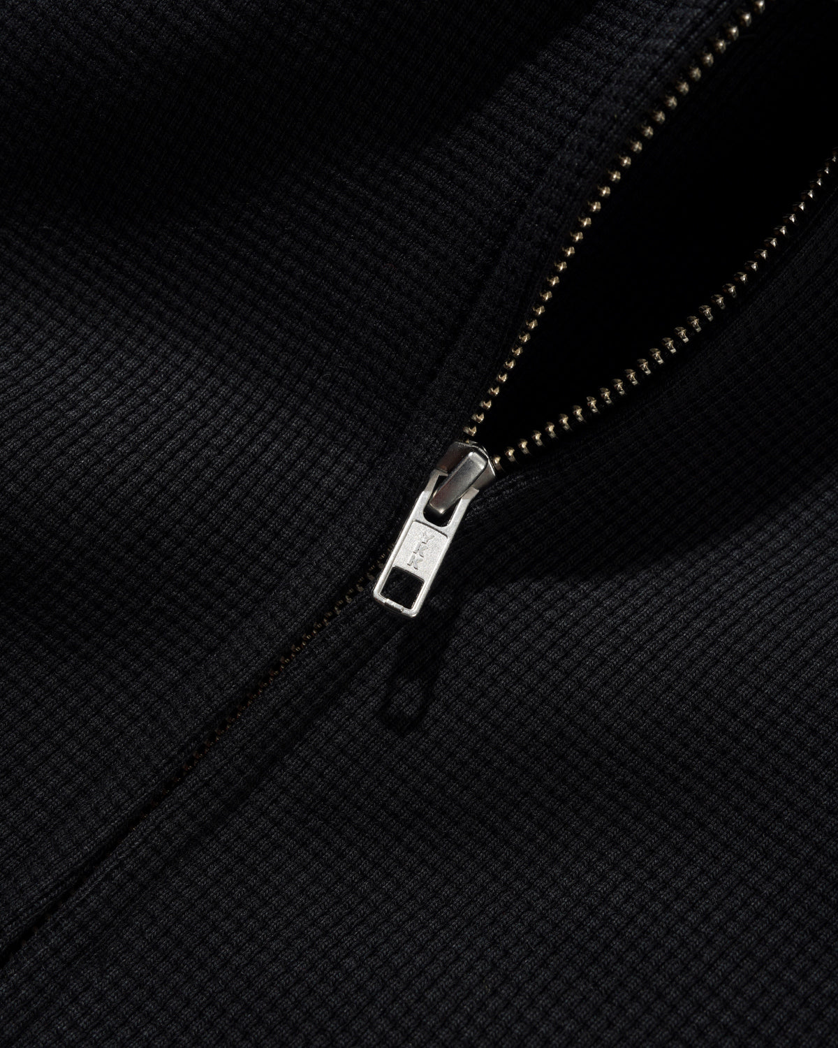 Stars Waffle Zip-Thru Hood, Black