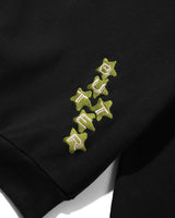 Stars Waffle Zip-Thru Hood, Black