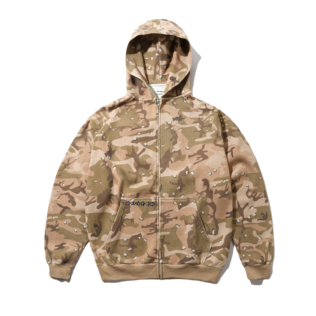 Stars Waffle Zip-Thru Hood, Desert Camo