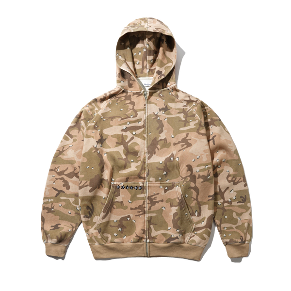 Butter Goods Stars Waffle Zip-Thru Hood, Desert Camo