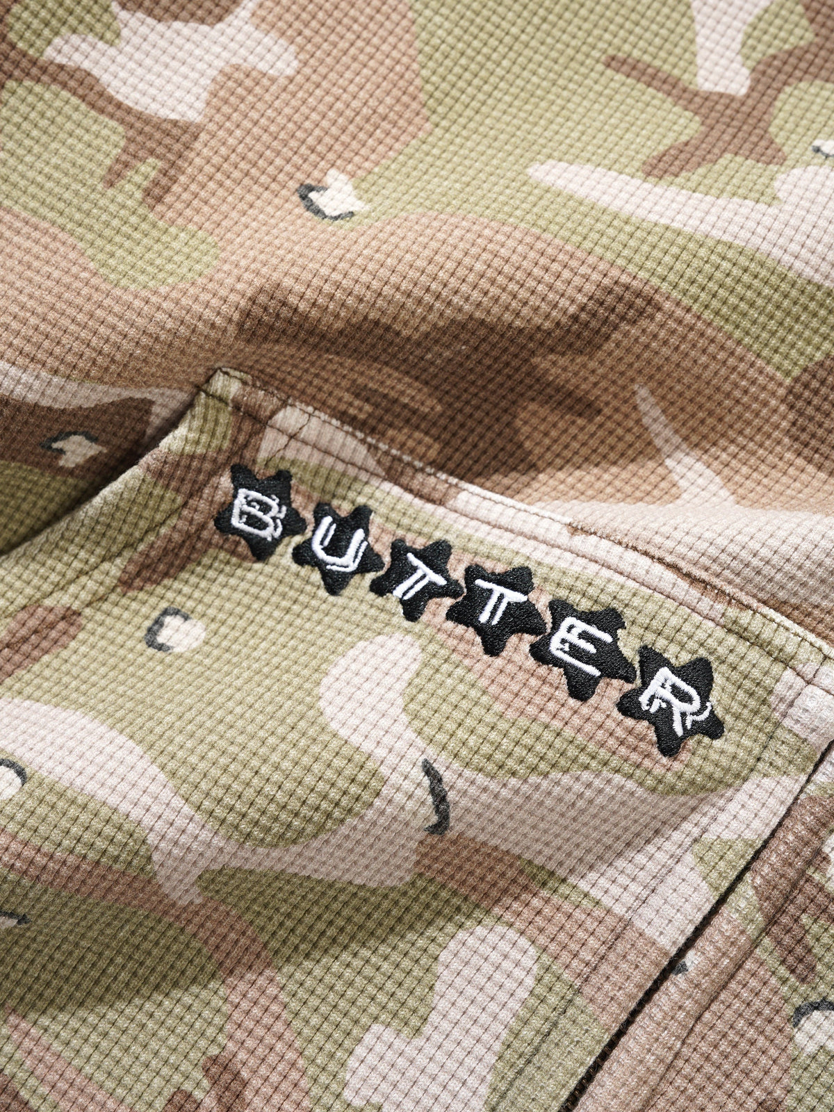 Stars Waffle Zip-Thru Hood, Desert Camo