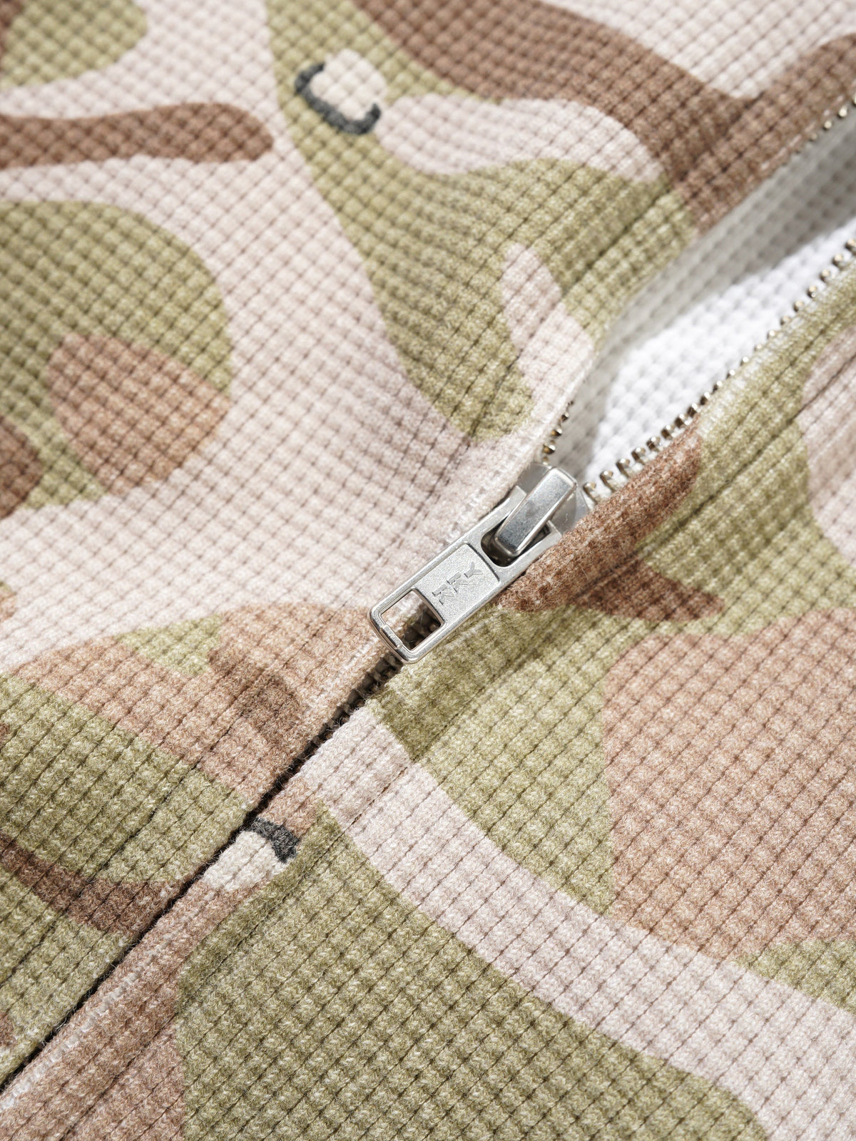 Stars Waffle Zip-Thru Hood, Desert Camo