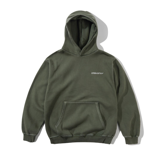 Stencil Pigment Dye Pullover Hood, Washed Army
