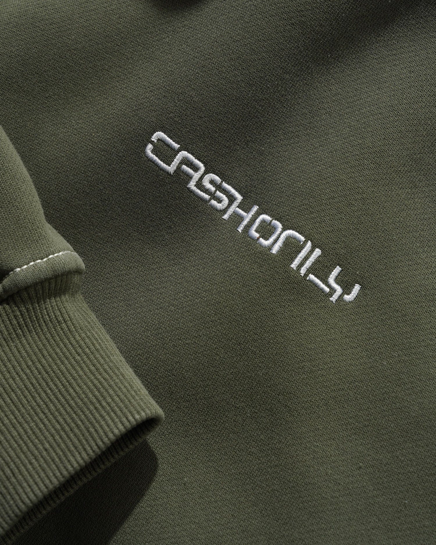 Stencil Pigment Dye Pullover Hood, Washed Army