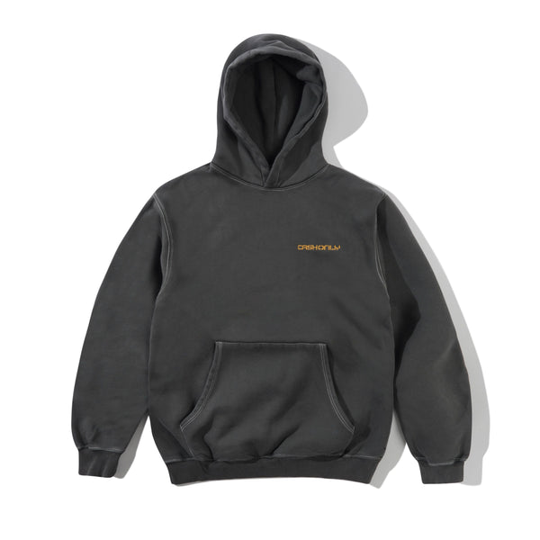 Cash Only Stencil Pigment Dye Pullover Hood, Washed Black