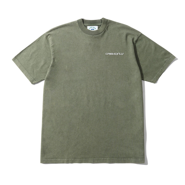 Cash Only Stencil Pigment Dye Tee, Washed Army