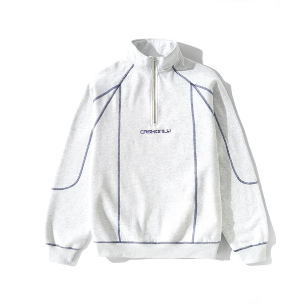 Cash Only Stencil Quarter Zip, Ash