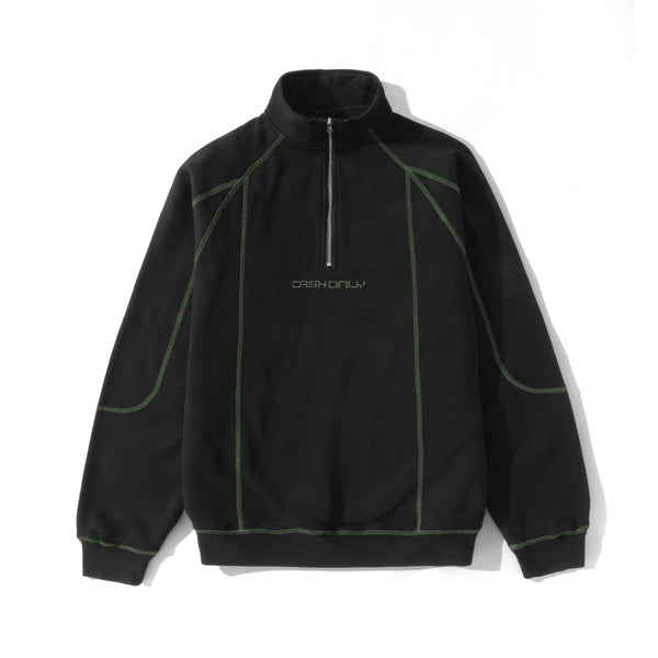 Cash Only Stencil Quarter Zip, Black