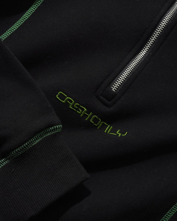 Cash Only Stencil Quarter Zip, Black