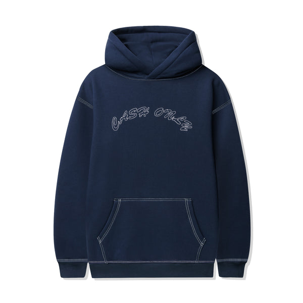 Cash Only Stitch Logo Pullover Hood, Deep Navy