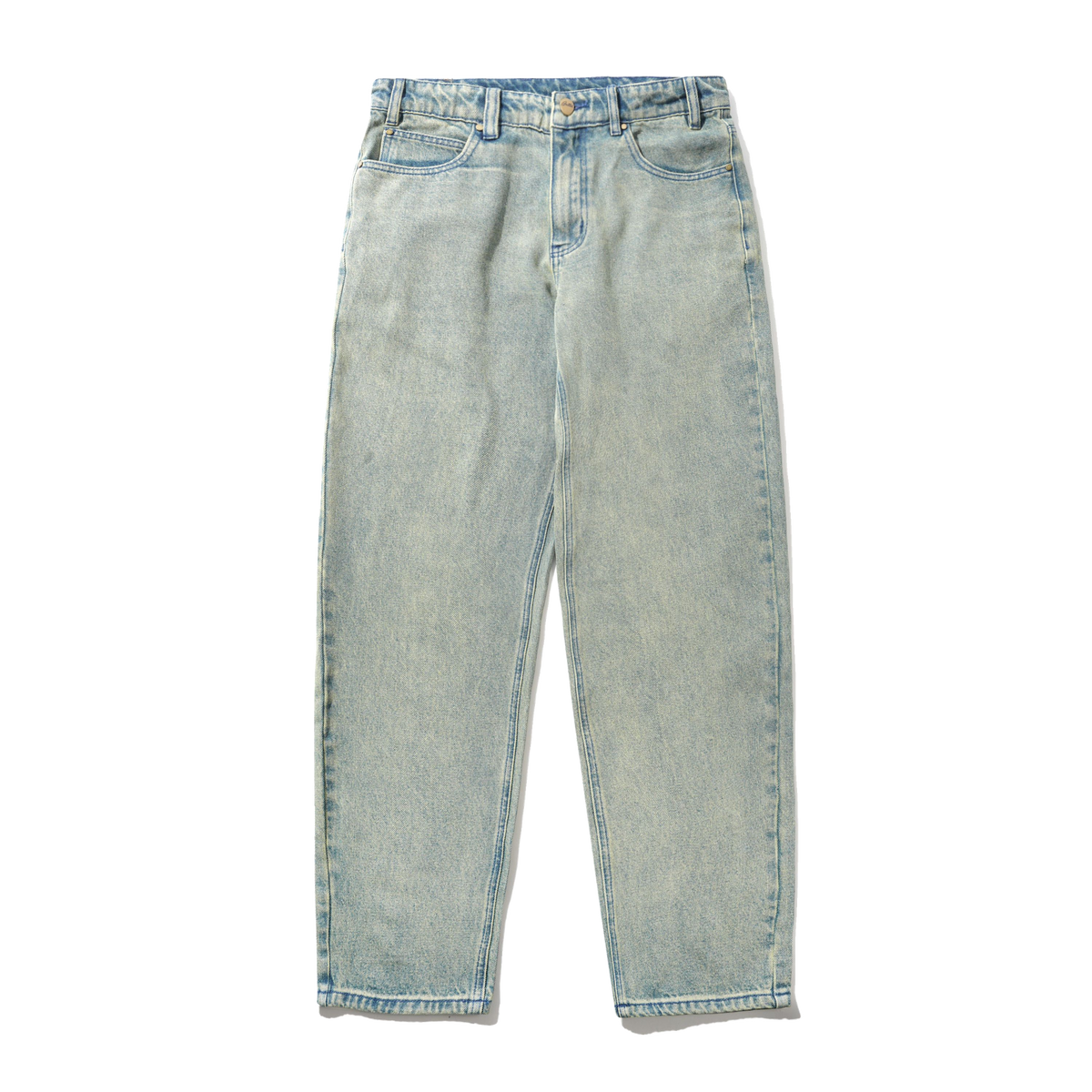 Straight Leg Denim Jeans, Dirty Wash Blue