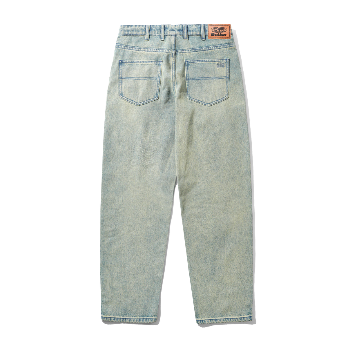 Straight Leg Denim Jeans, Dirty Wash Blue