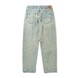 Straight Leg Denim Jeans, Dirty Wash Blue