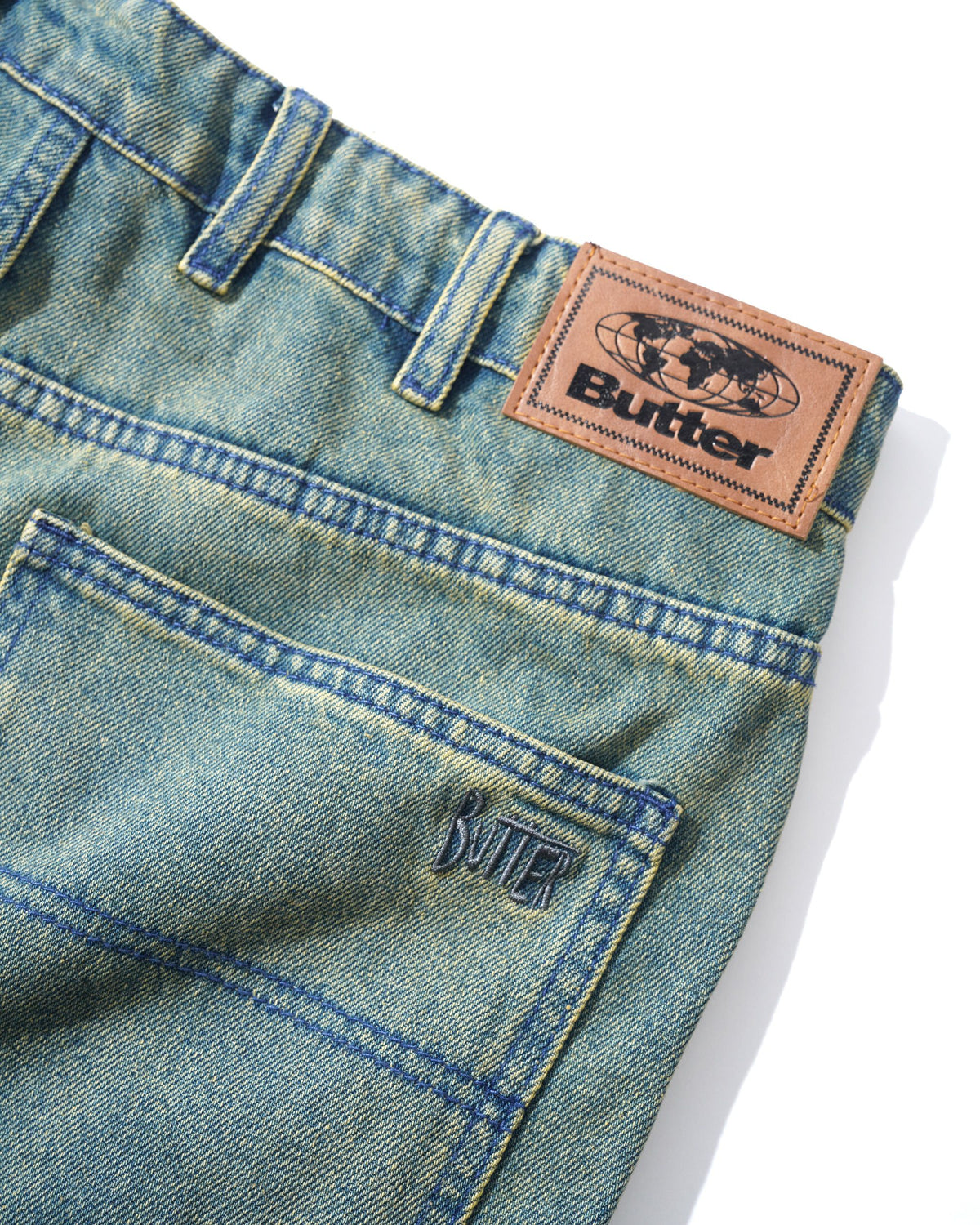 Straight Leg Denim Jeans, Dirty Wash Blue
