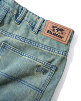 Straight Leg Denim Jeans, Dirty Wash Blue