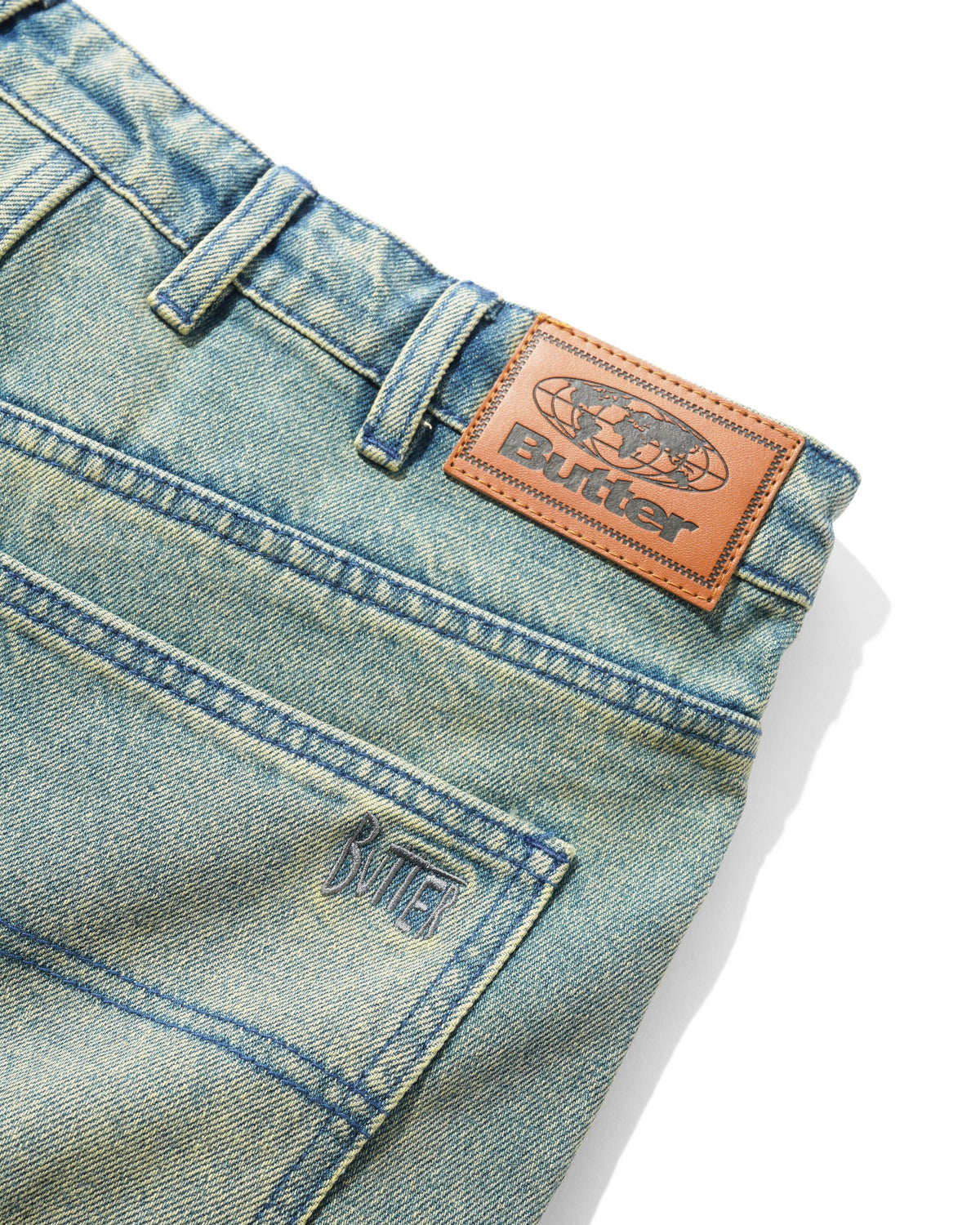 Straight Leg Denim Jeans, Dirty Wash Blue