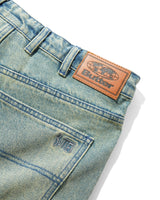 Straight Leg Denim Jeans, Dirty Wash Blue