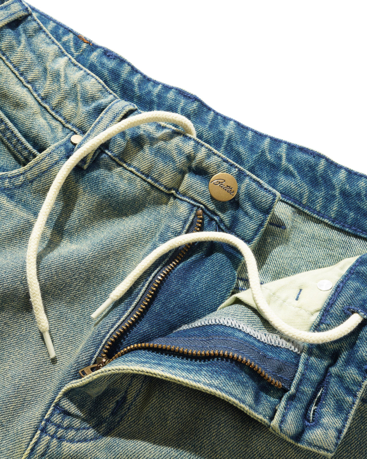 Straight Leg Denim Jeans, Dirty Wash Blue