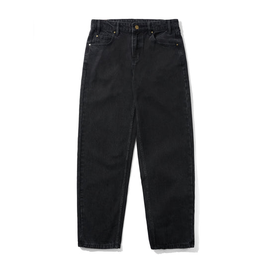 Straight Leg Denim Jeans, Washed Black