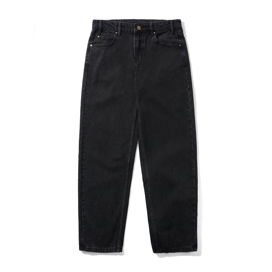 Straight Leg Denim Jeans, Washed Black